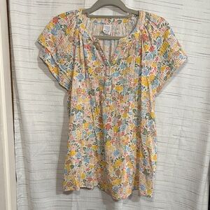 Time and Tru Multicolor Floral Blouse